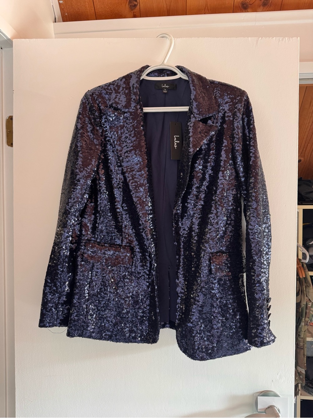 Lulu's Navy Sequin Blazer Jacket